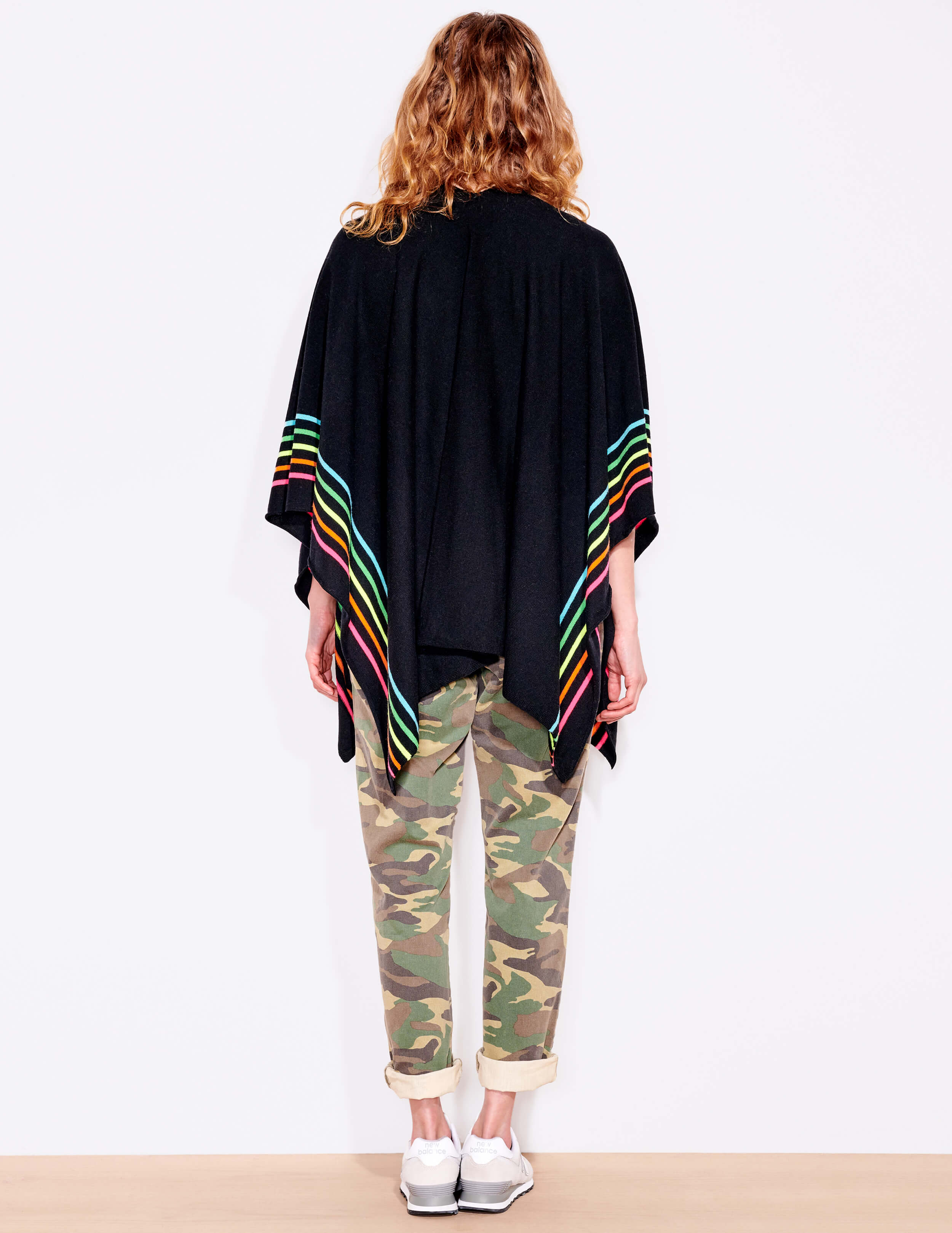 Sundry Rainbow Stripes Poncho