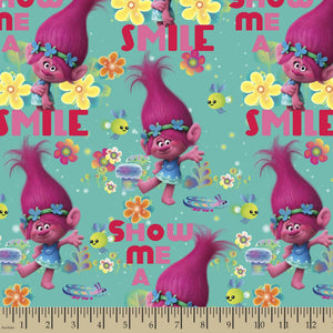 $30 Whole 5 Yard Cut - Trolls Poppy Teal - Springs Creative - Sew Snip
