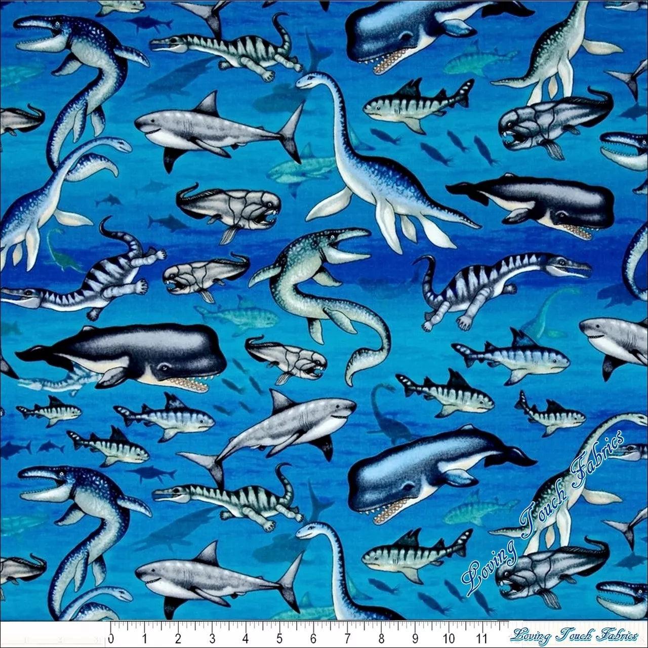 DAN MORRIS UNDERSEA DINOSAURS FABRIC