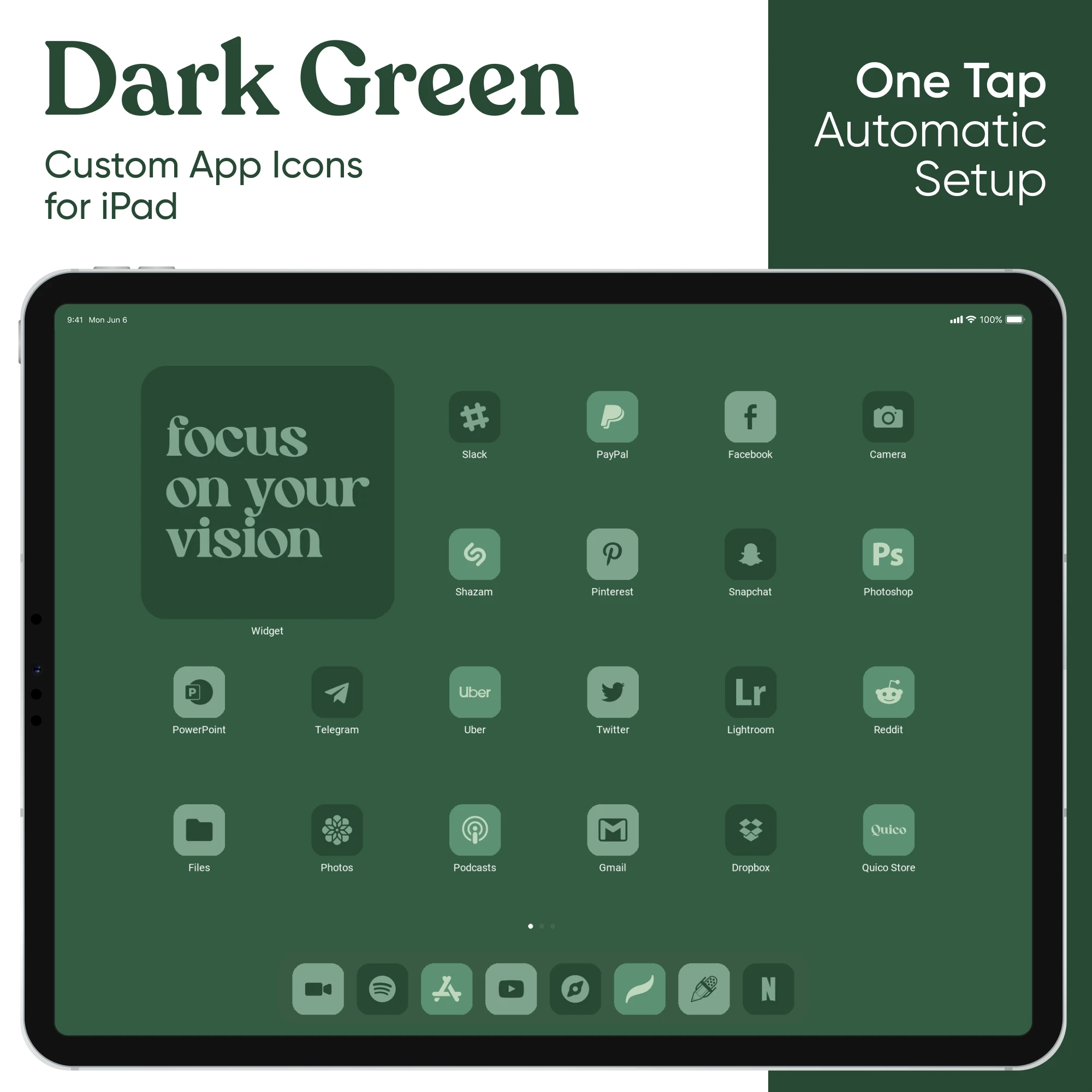 Dark Green iPadOS App Icons