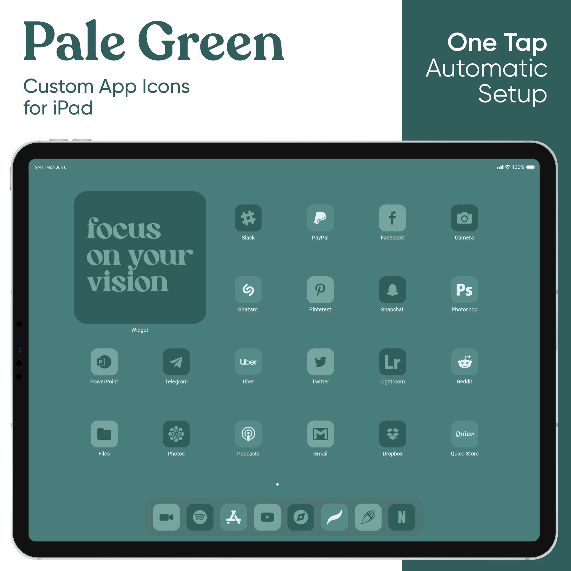 Pale Green iPadOS App Icons
