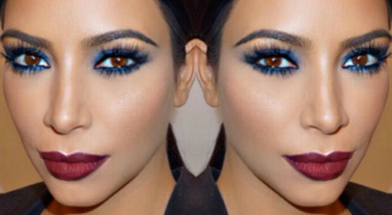 Kim Kardashian Blue Smokey Eye Red Lip AdriLunaMakeup Skindinavia