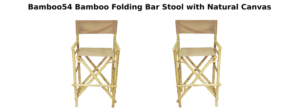 Bamboo54 Bamboo Folding Bar Stool with Natural Canvas - Home Bars USA