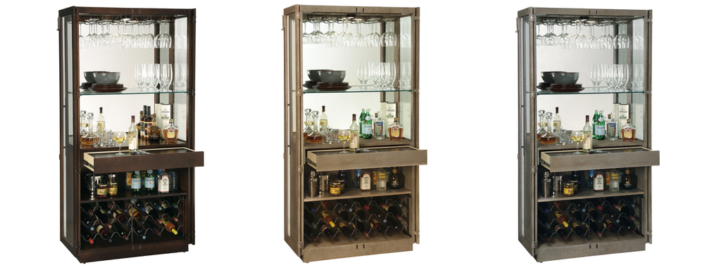 Contemporary Casual Wine Bar with Crosshatch Racks Howard Miller Chaperone Wine Bar Cabinet - Home Bars USA