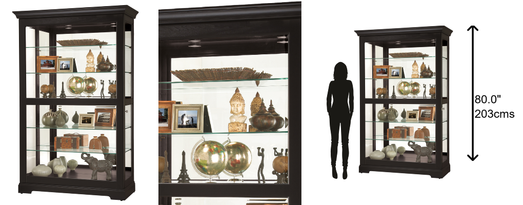 Howard Miller 680624 Kane II Black Curio Cabinet with Glass Doors - Home Bars USA