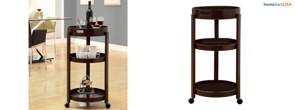 Monarch Cappuccino Bar Cart With A Serving Tray On Castors - Home Bars USA