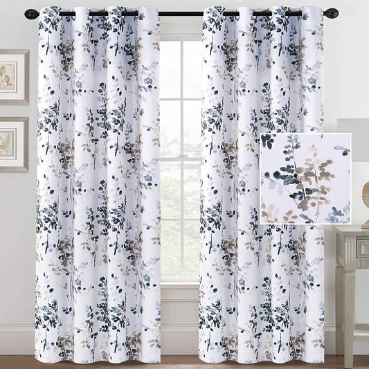 Blackout Curtains 84 Inch Length 2 Panels Set Floral Print Curtain Dra –  H.versailtex