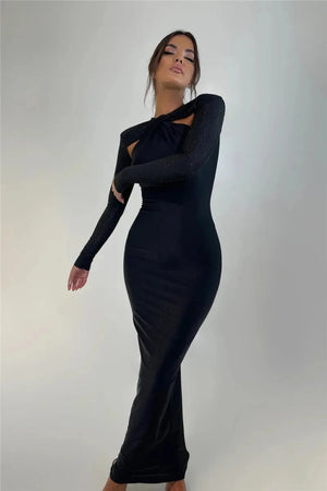 PORSHA MAXI DRESS - BLACK - Selfaid store