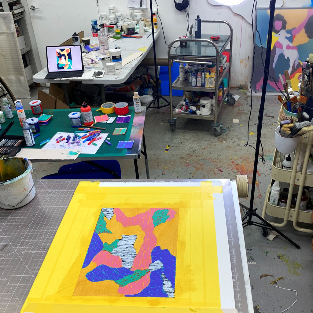 Inside UK artist Lee Eelus's Brighton studio as he prepares for his solo show 'Disorder' at Jealous Gallery in London