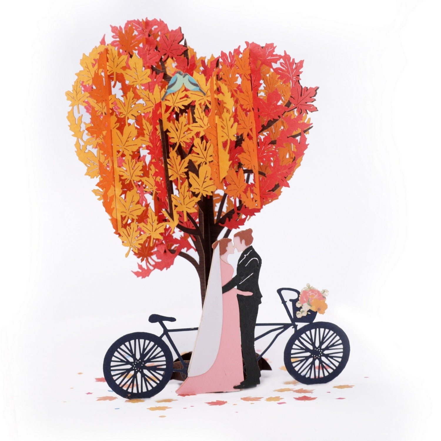 Romantic Wedding With Heart Tree Pop Up Card