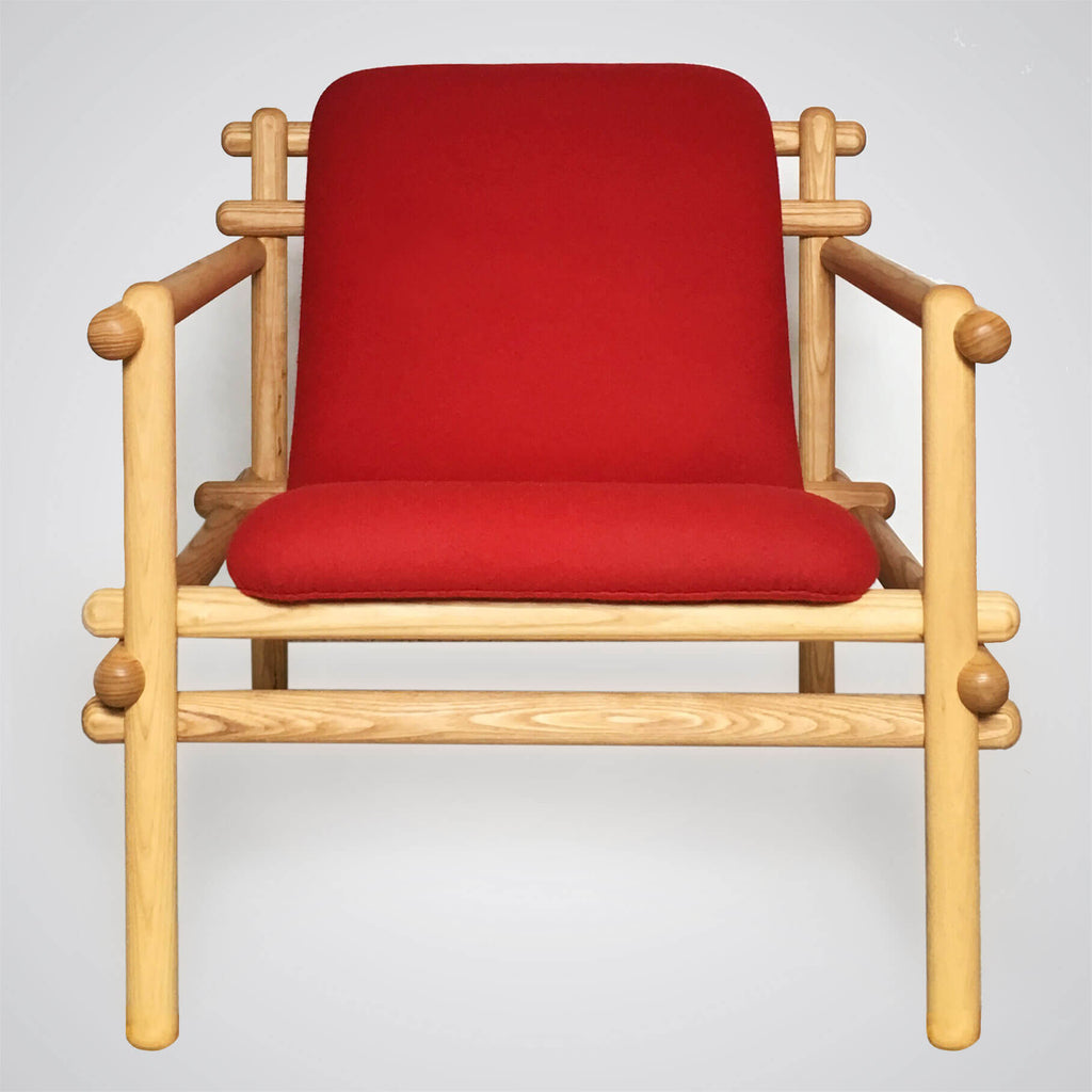 Twig Lounge in Red Wool and Ash Wood – SML | Simple Modern Living