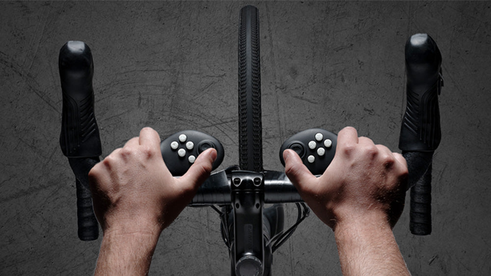 Avotro controller attached to a bike trainer. Top down view