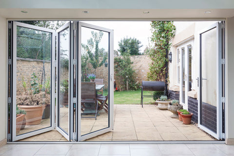 White Aluminium Bifold Door SMART System