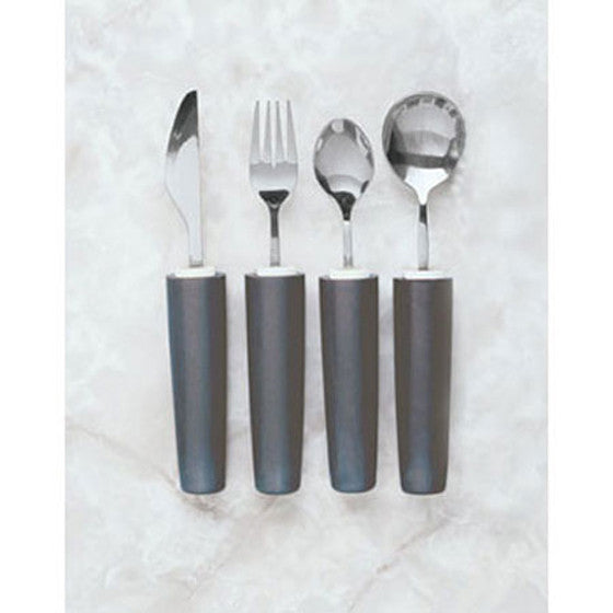 K Eatlery Set of 3 Weighted Utensils :: heavy handle teaspoon, fork, table  knife for shaky hands