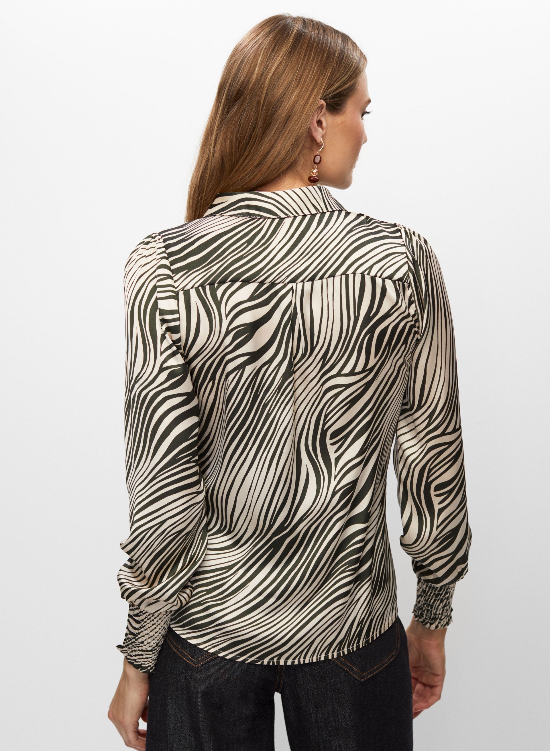 Zebra Print Long Sleeve Blouse