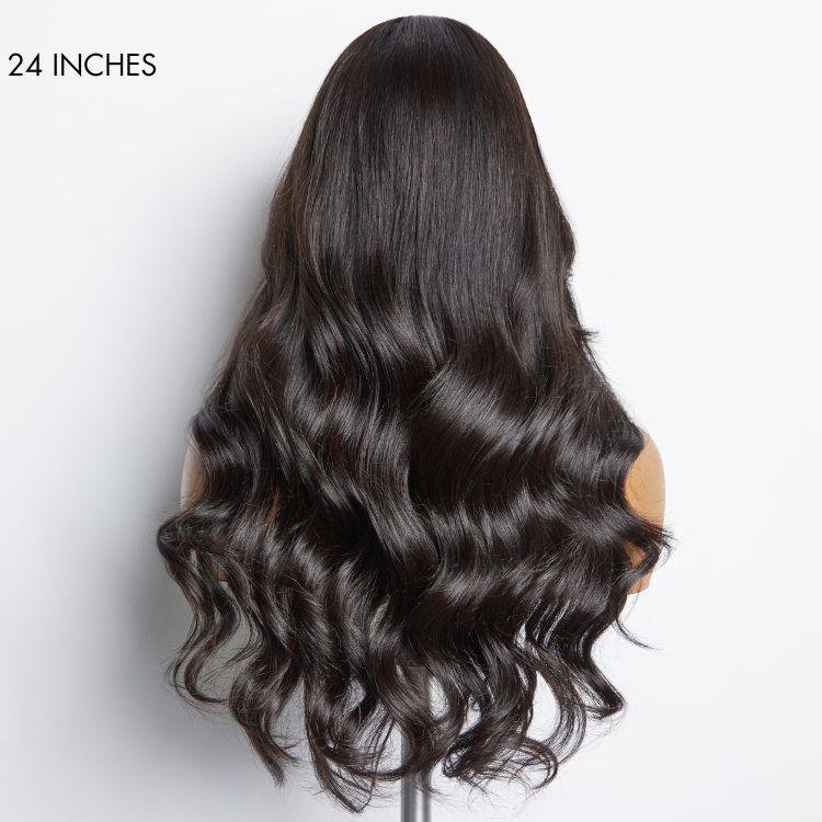 Face-Framing Curtain Bangs Body Wave Glueless 5x5 Closure HD Lace Wig ...