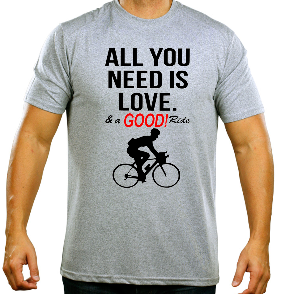 All you need is LOVE & a GOOD Ride, Novelty Mens Cycling T Shirt Great ...