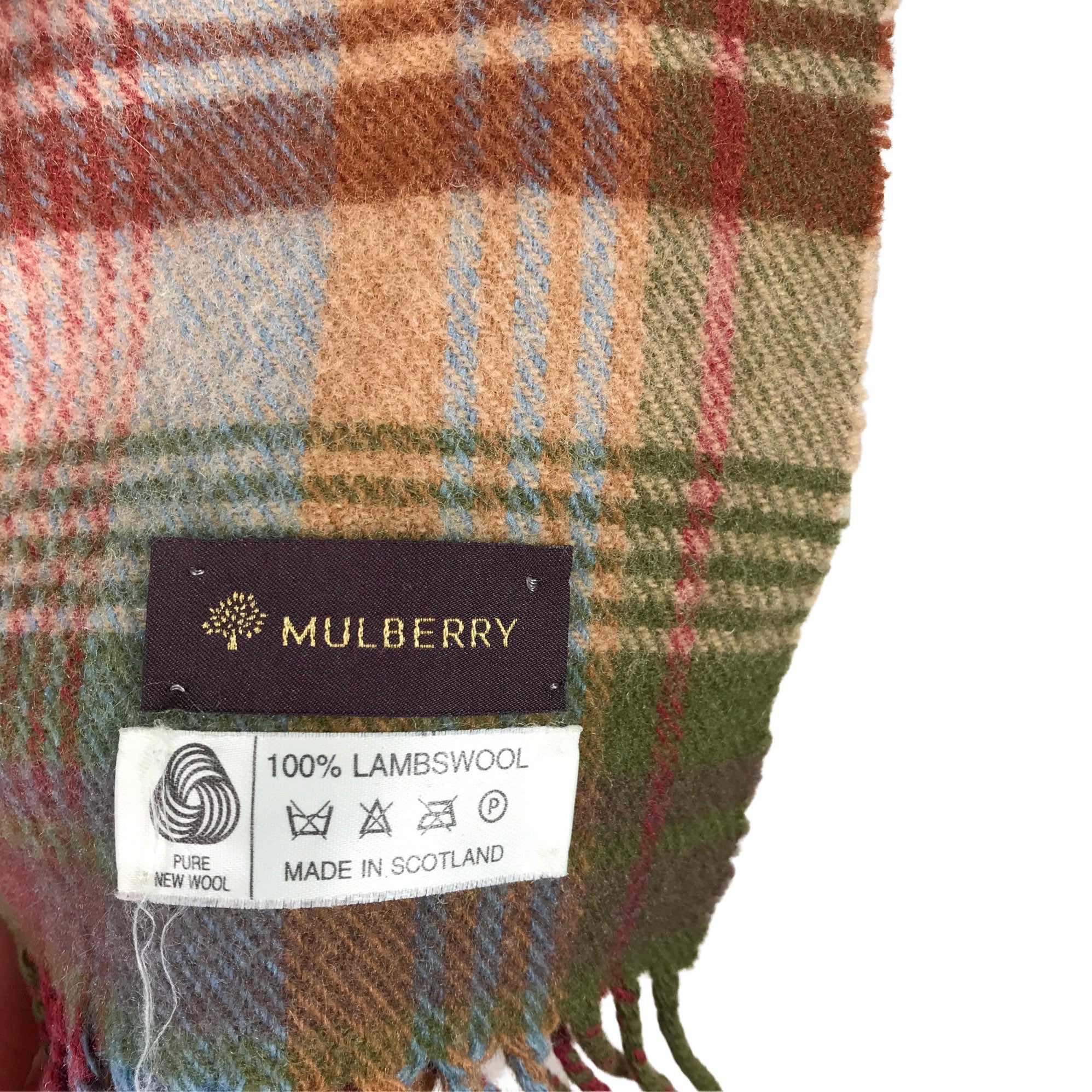 Mulberry Ombré Logo Merino Wool Scarf in Poplin Blue-Maple