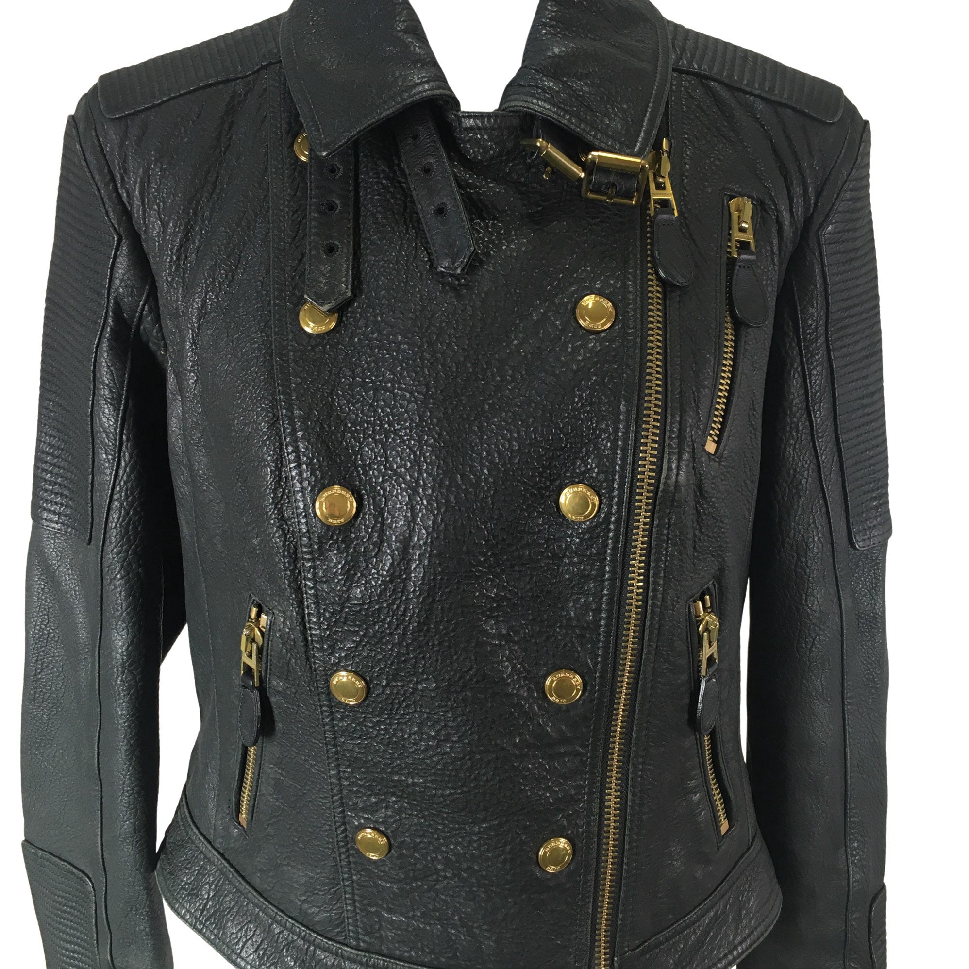 Women's Burberry Leather jacket, size 42 (Black) | Emmy