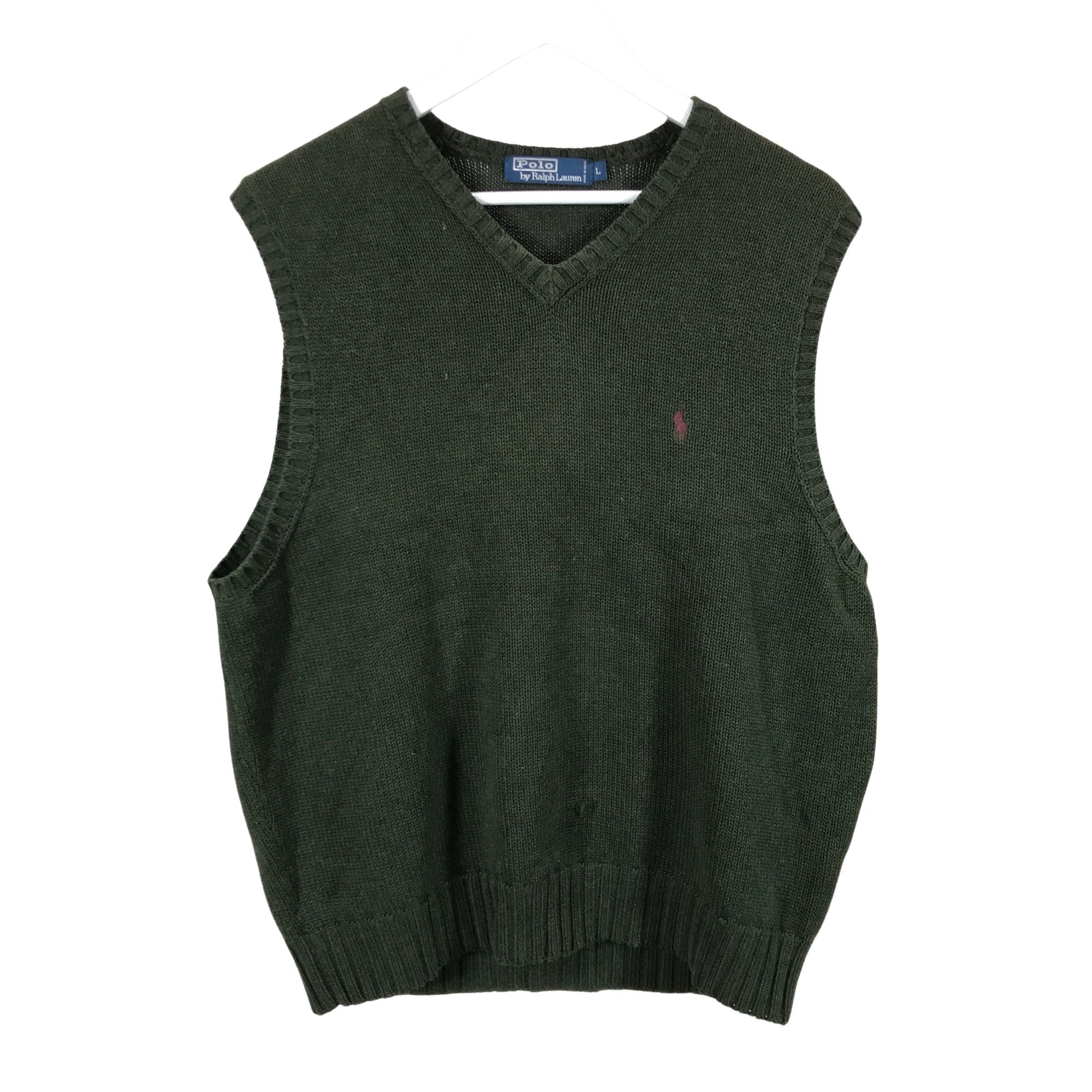 Vintage V-neck Knitted Vest - L