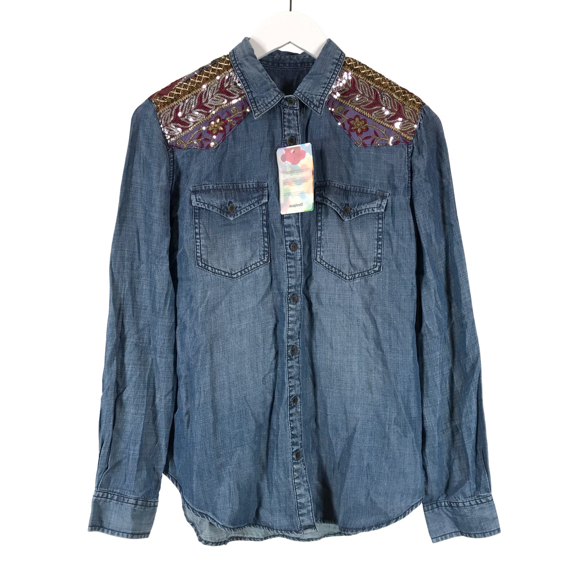 Women's Desigual Denim shirt, size 42 (Blue) | Emmy