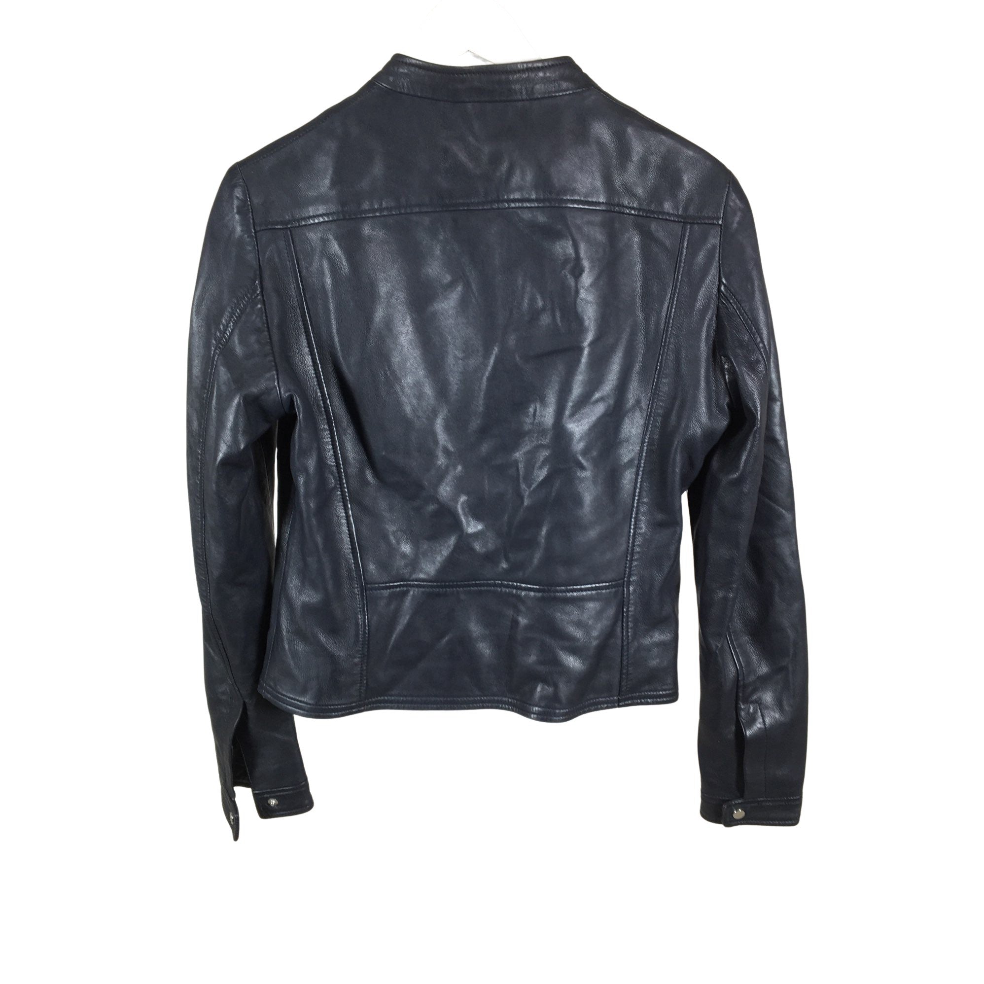 Women's Massimo Dutti Leather jacket, size 38 (Black) | Emmy