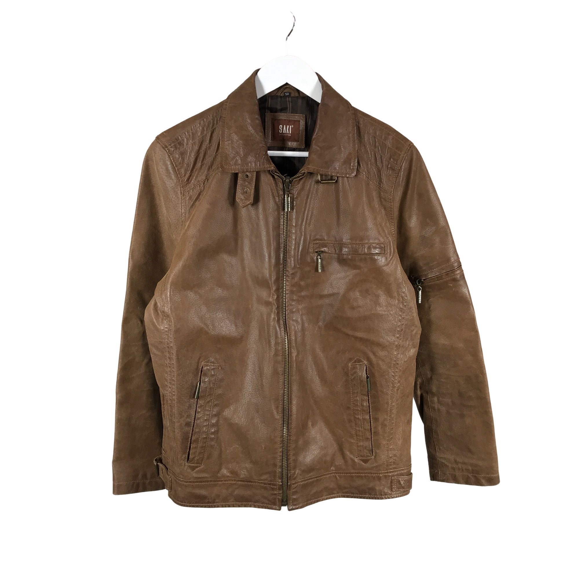 Men's Saki Leather jacket, size L (Brown) Emmy