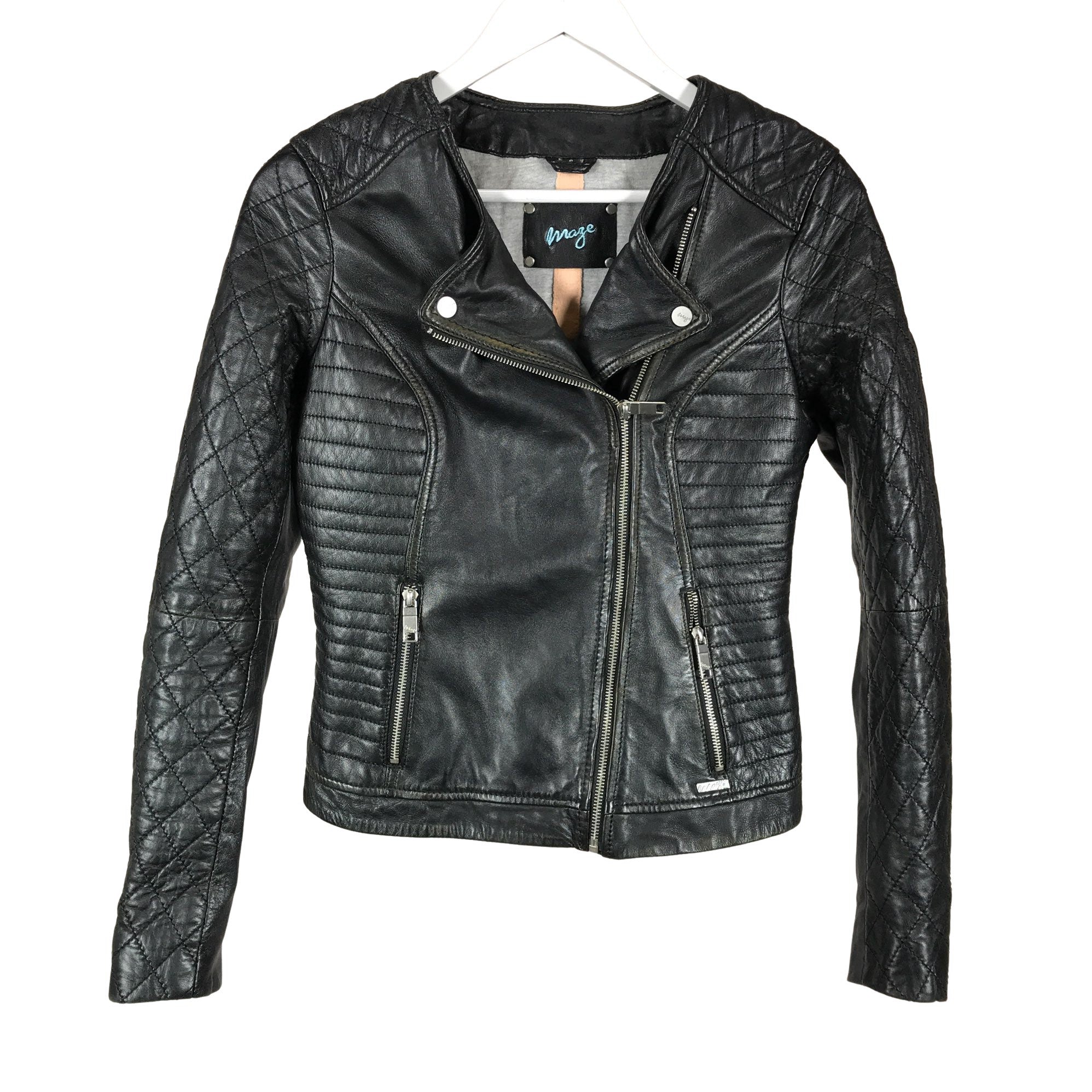 Women's Maze Leather jacket, size 36 (Black) | Emmy