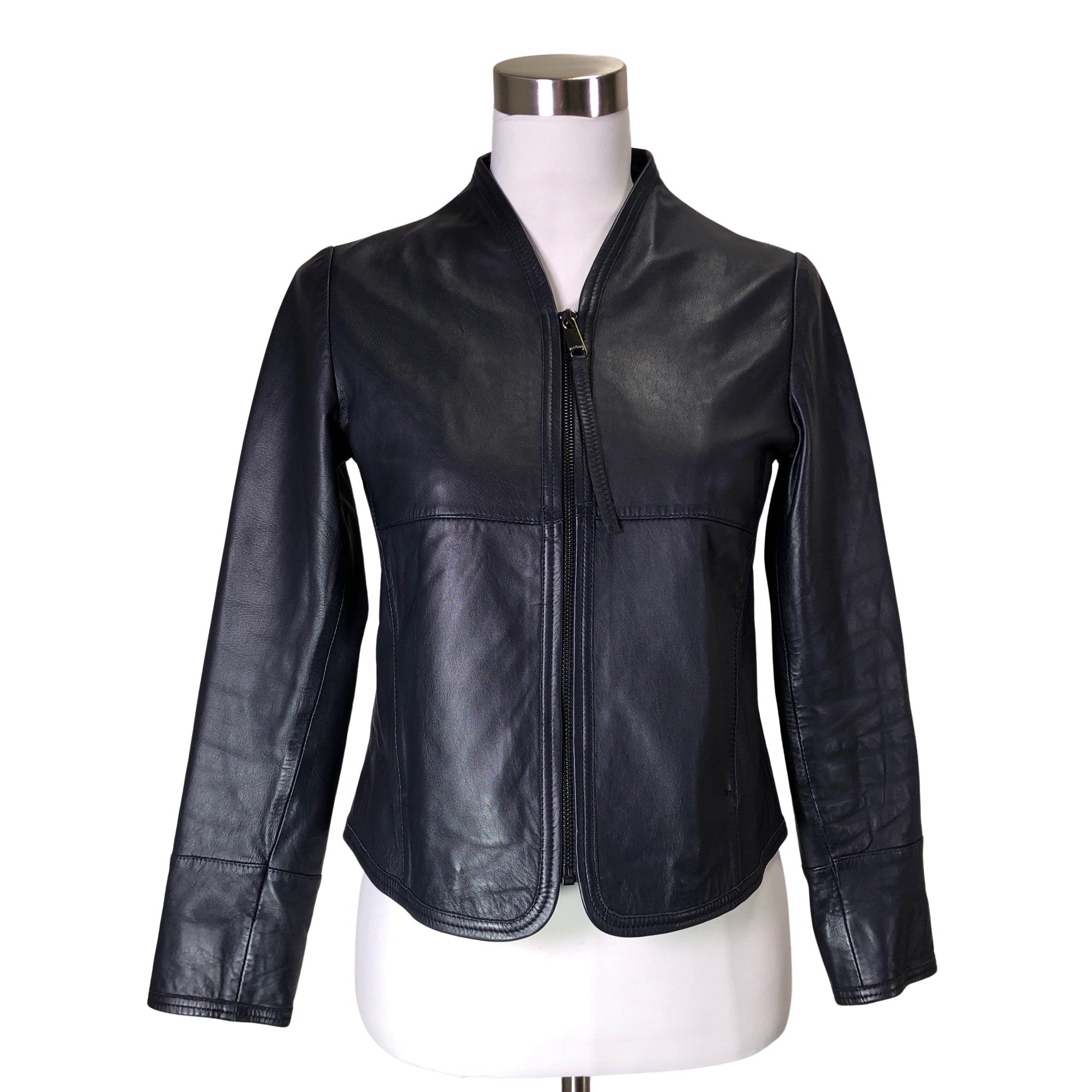 Women's Max&Co Leather jacket, size 34 (Blue) | Emmy