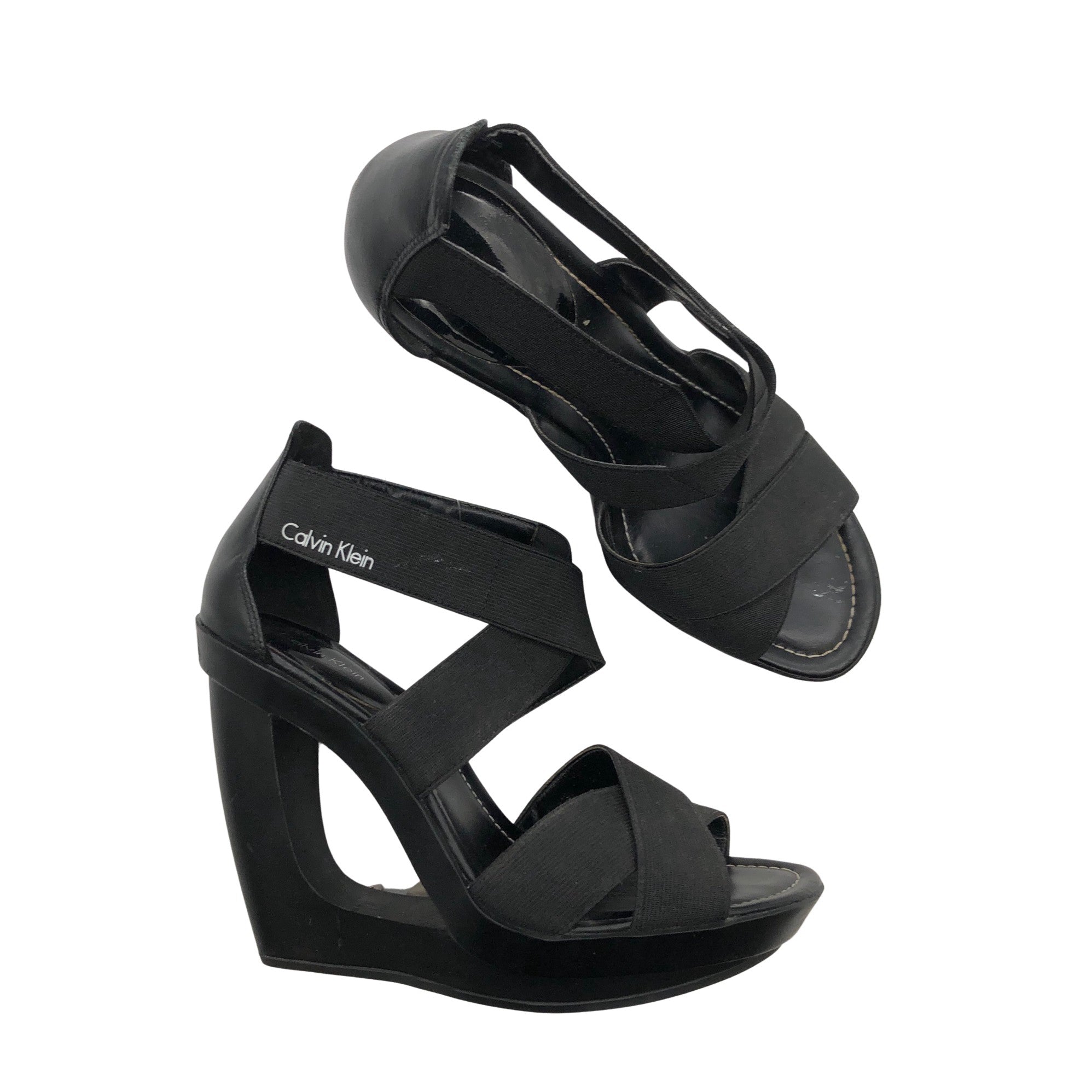 Women's Calvin Klein Wedge sandals, size 36 (Black) | Emmy