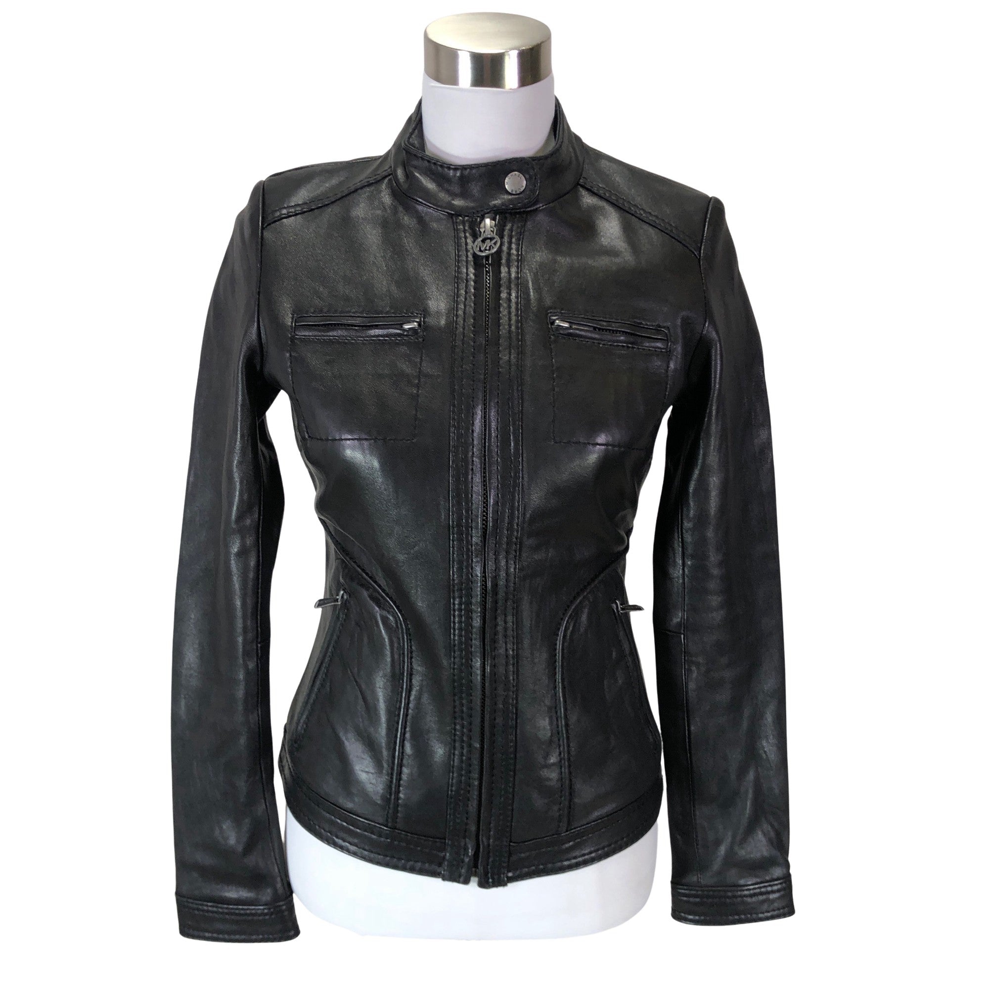 MICHAEL KORS Womens SnapCollar Moto Leather Jacket  Zooloo Leather
