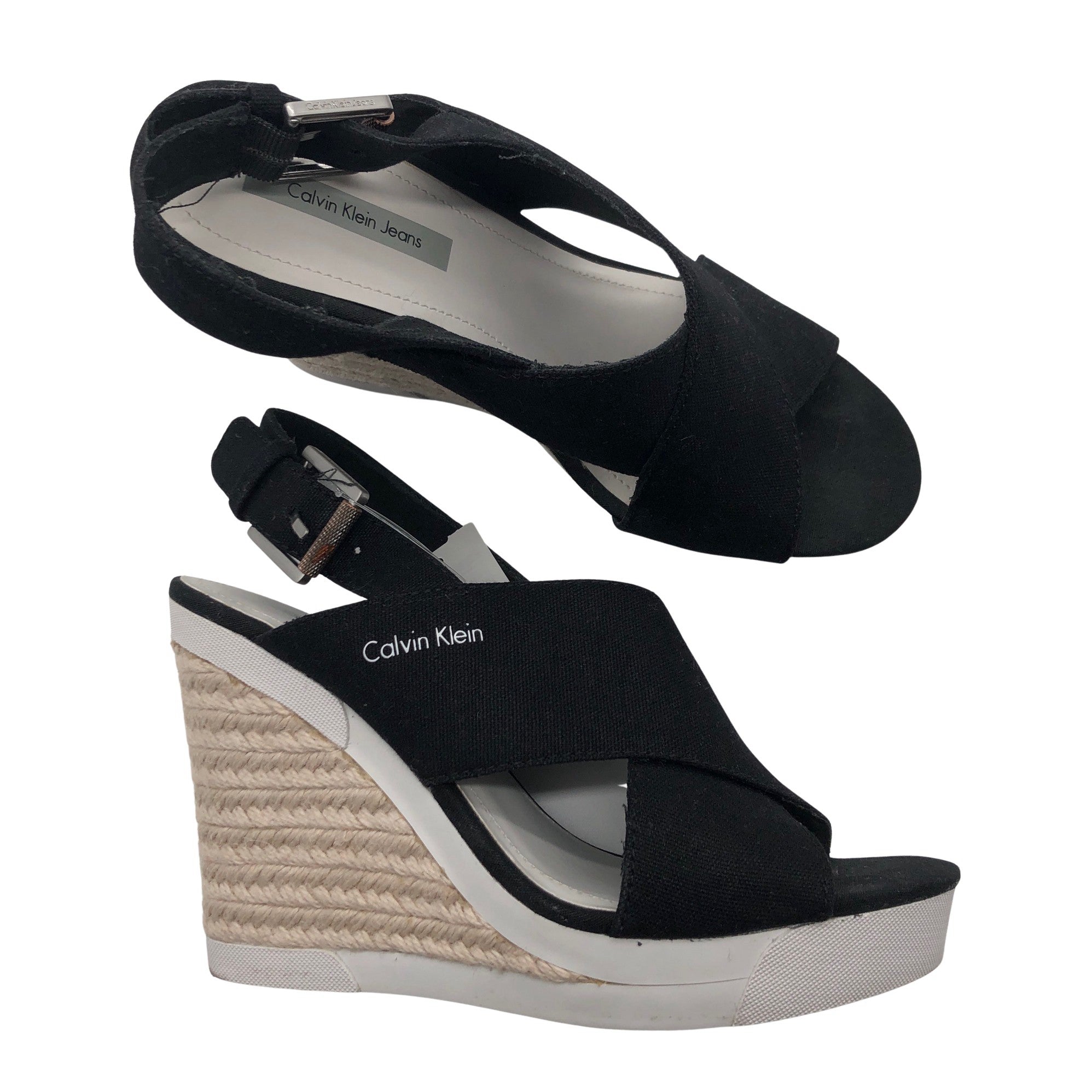 Women's Calvin Klein Wedge sandals, size 40 (Black) | Emmy