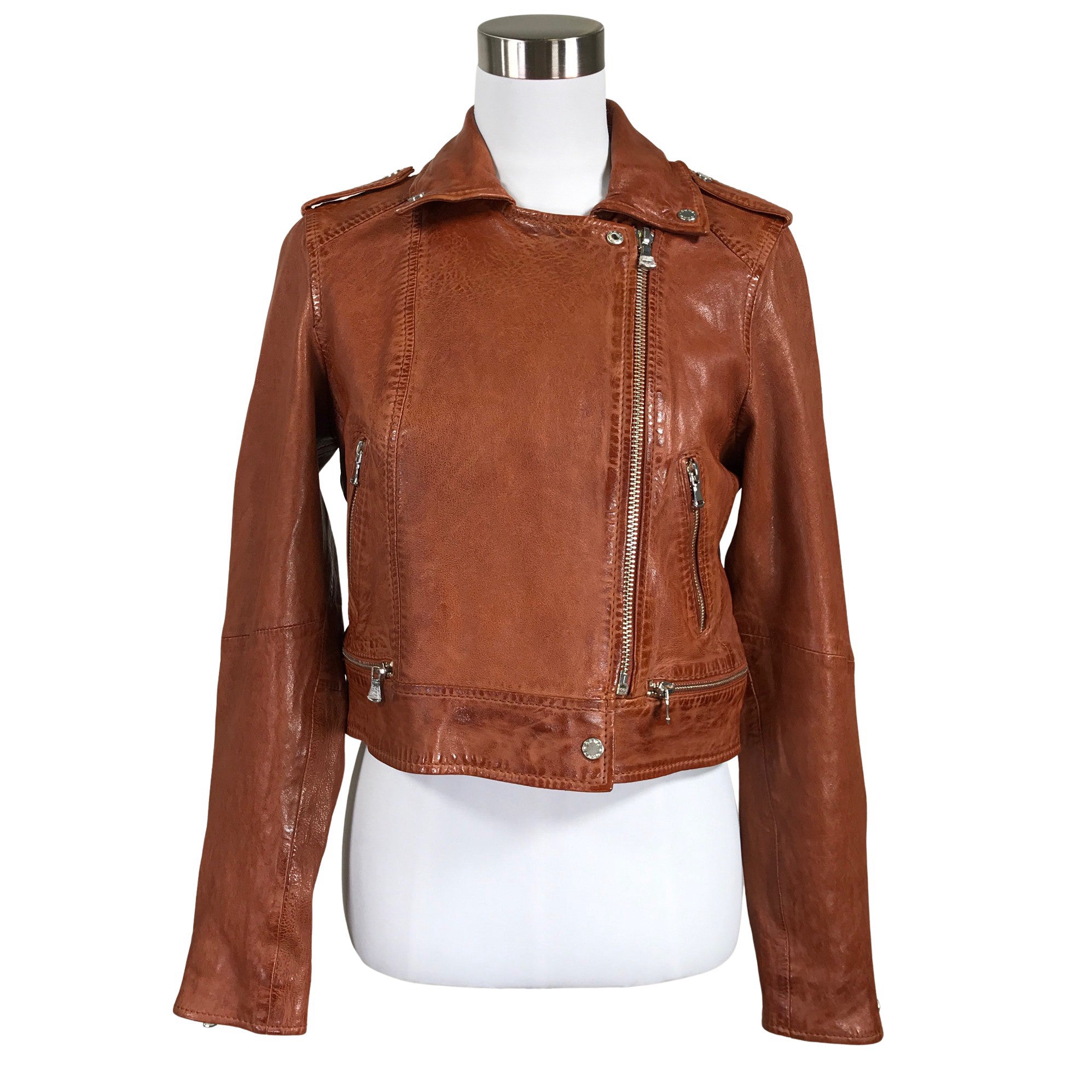Women's Oakwood Leather jacket, size 38 (Brown) | Emmy