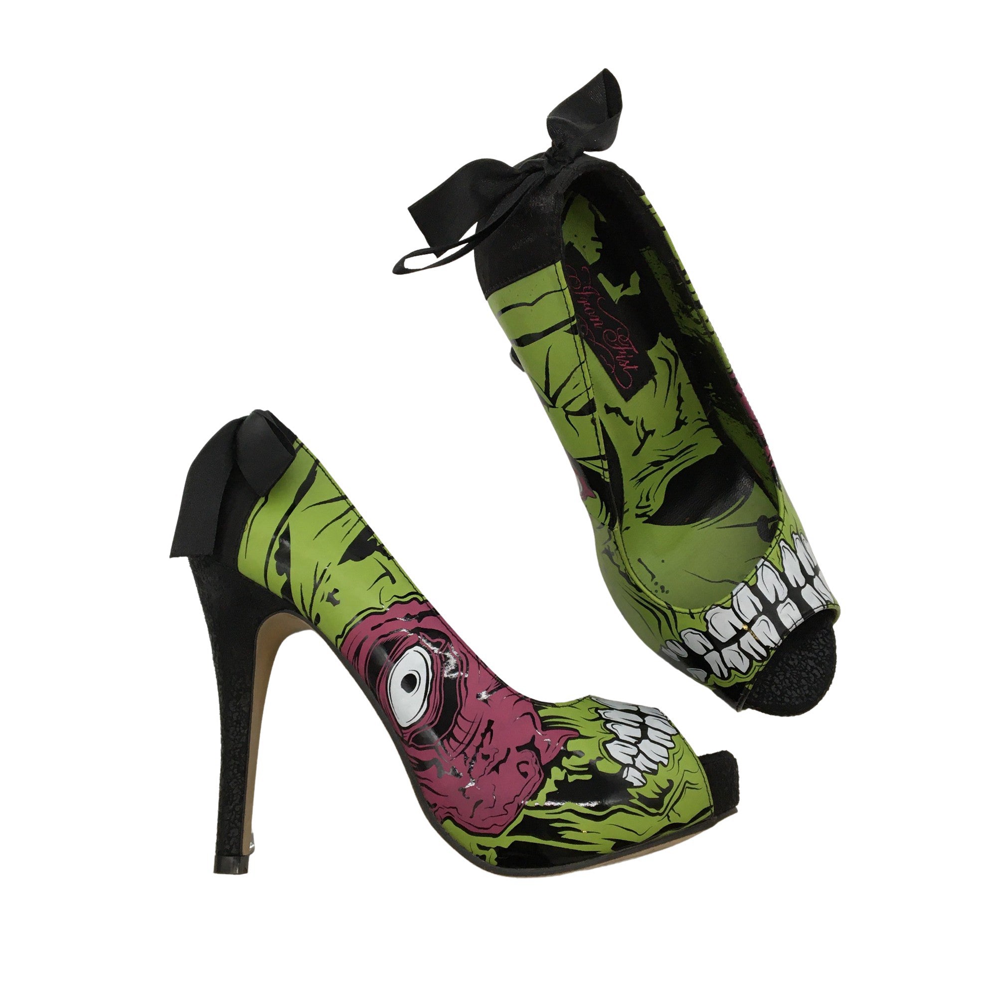 Women's Iron Fist Open toe high heel shoes, size 37 (Green) | Emmy