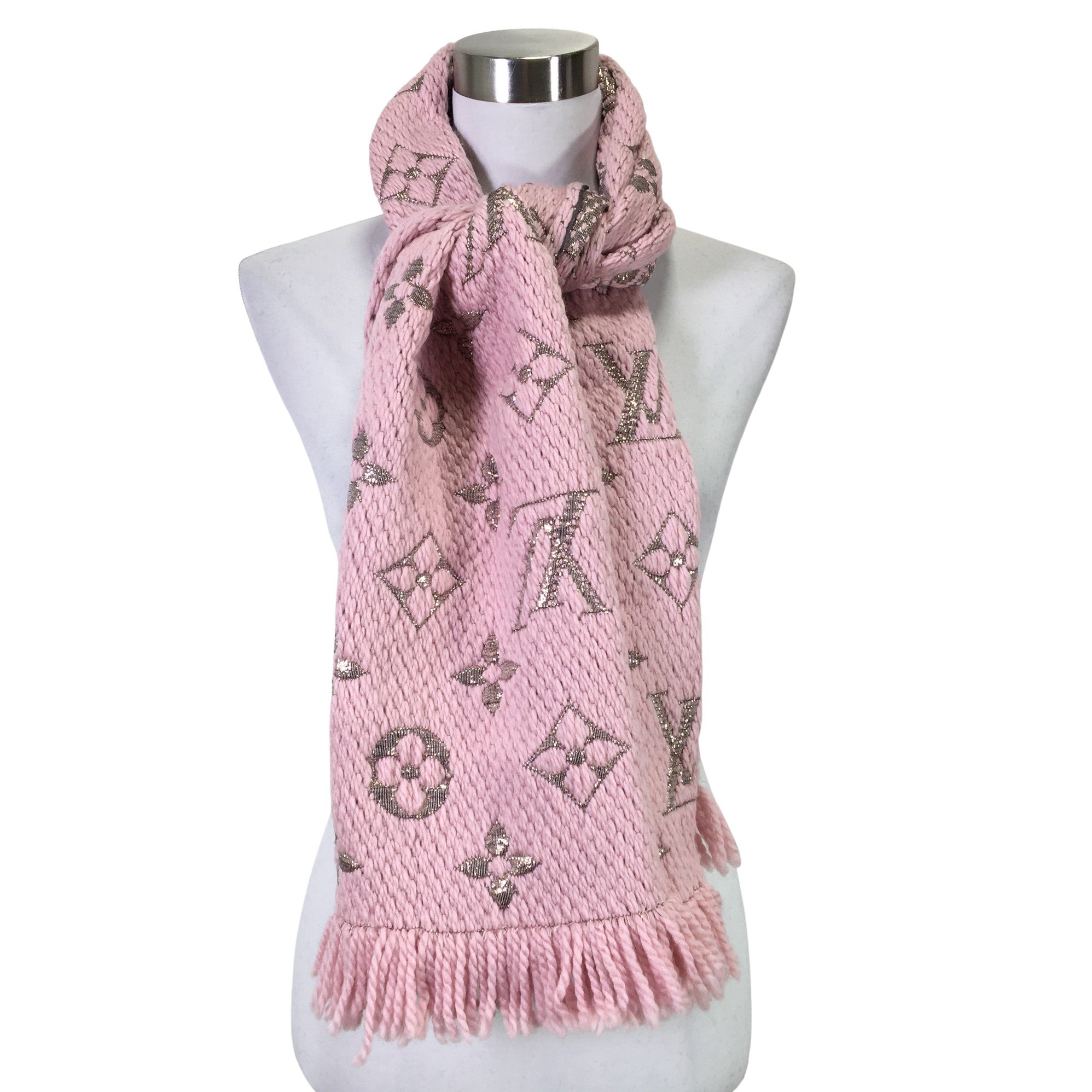 Louis Vuitton Logomania Scarf Gray/Pink 