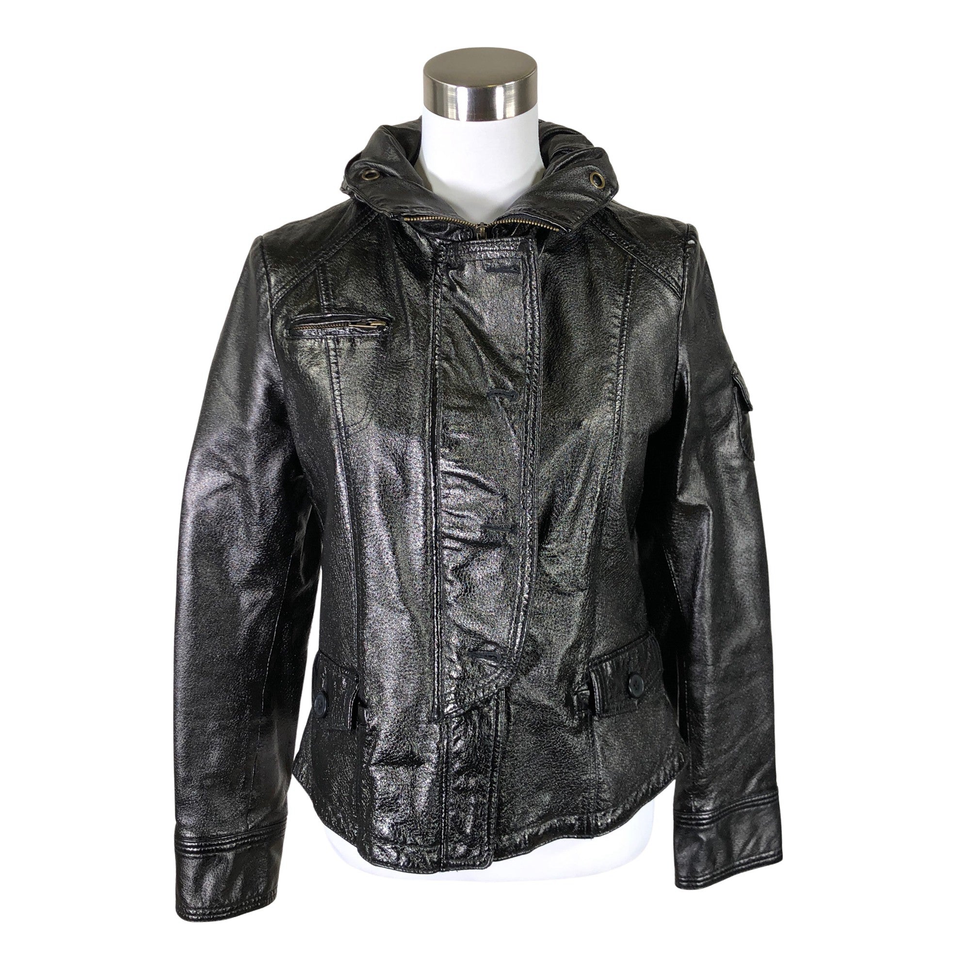 Women's Big-L Leather jacket, size 38 (Black) | Emmy
