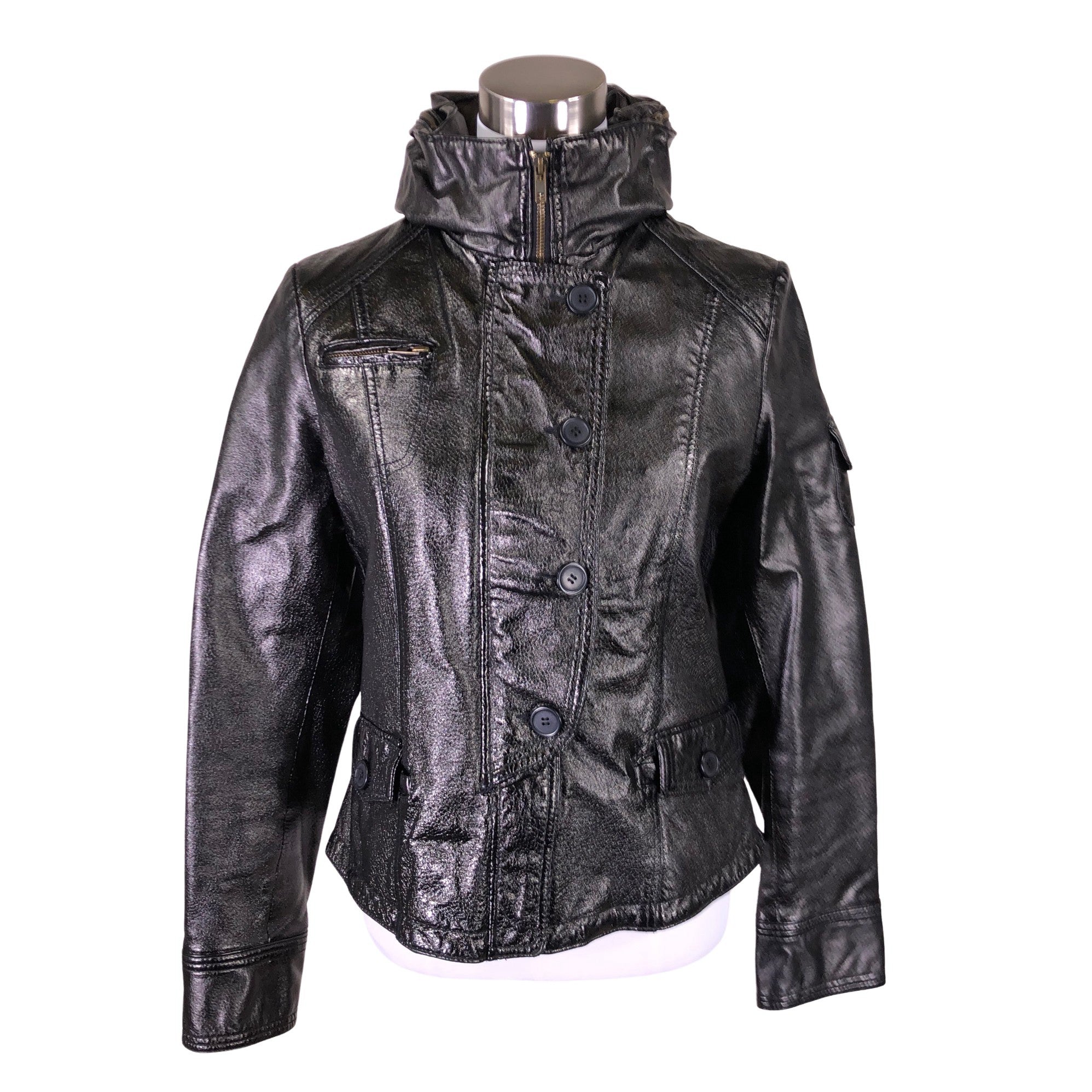 Women's Big-L Leather jacket, size 38 (Black) | Emmy