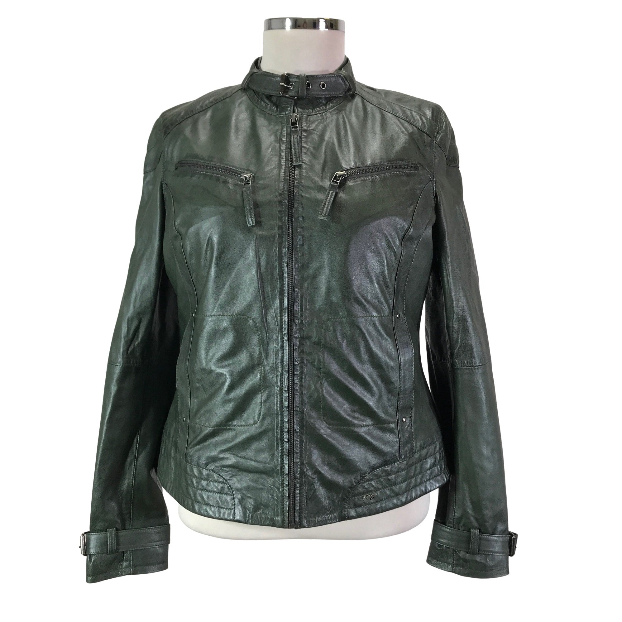 Women\'s Maze Leather jacket, size (Green) 44 Emmy 