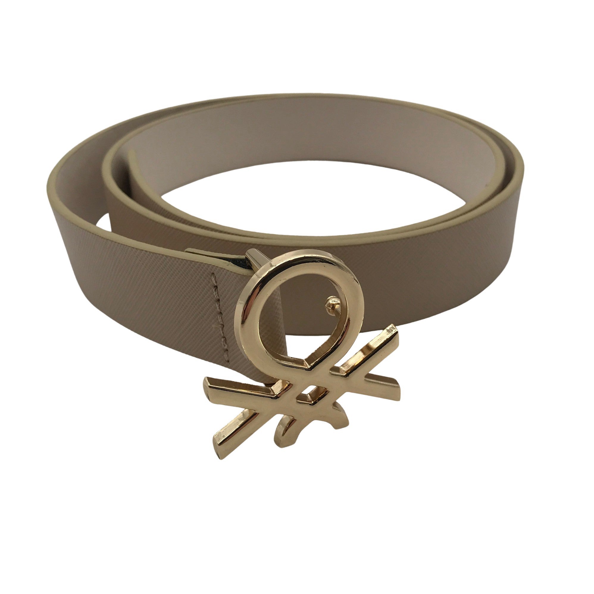 Women's Benetton Leather belt, size Ei kokoa (Beige) | Emmy