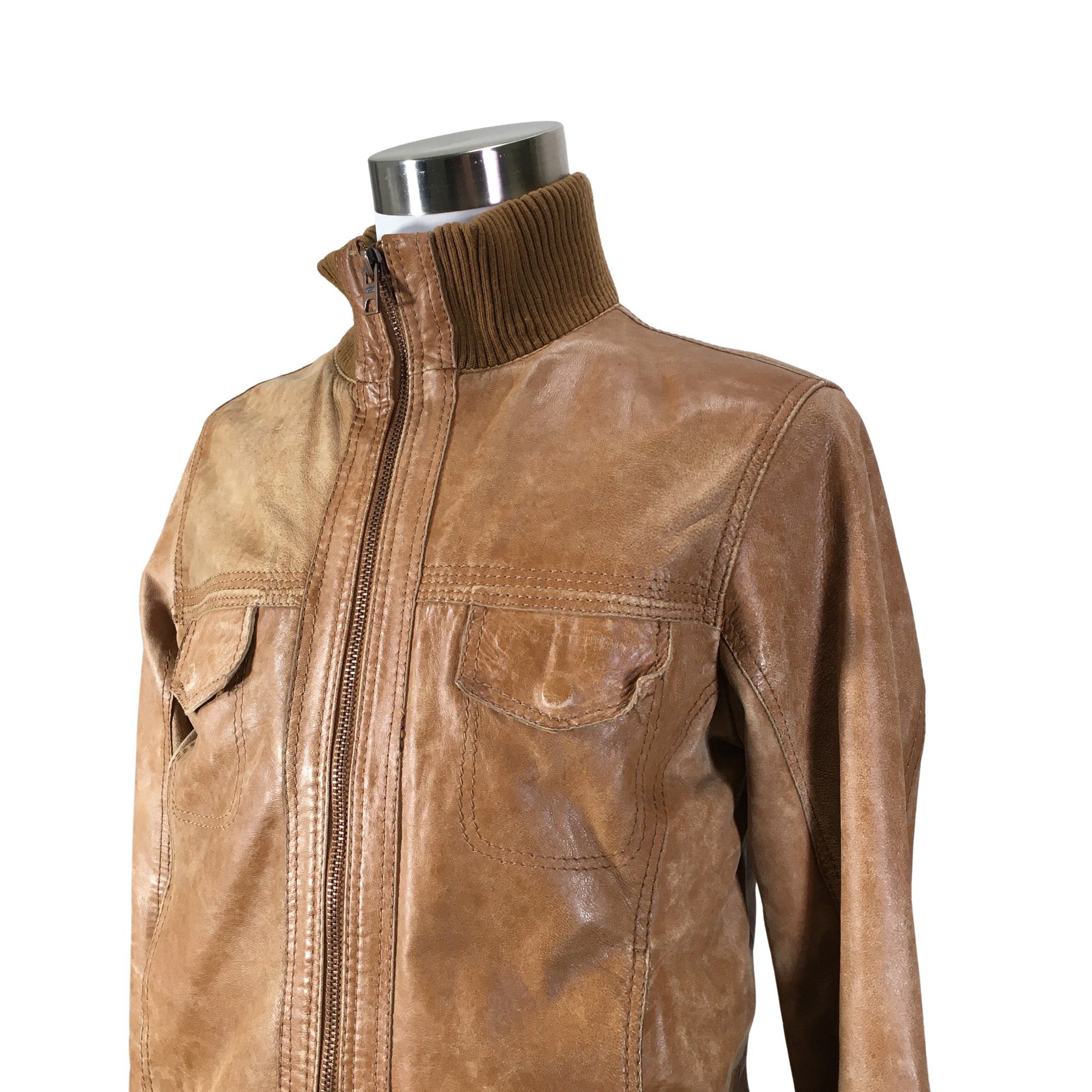 Men's Jack & Jones Leather jacket, size S (Brown) | Emmy