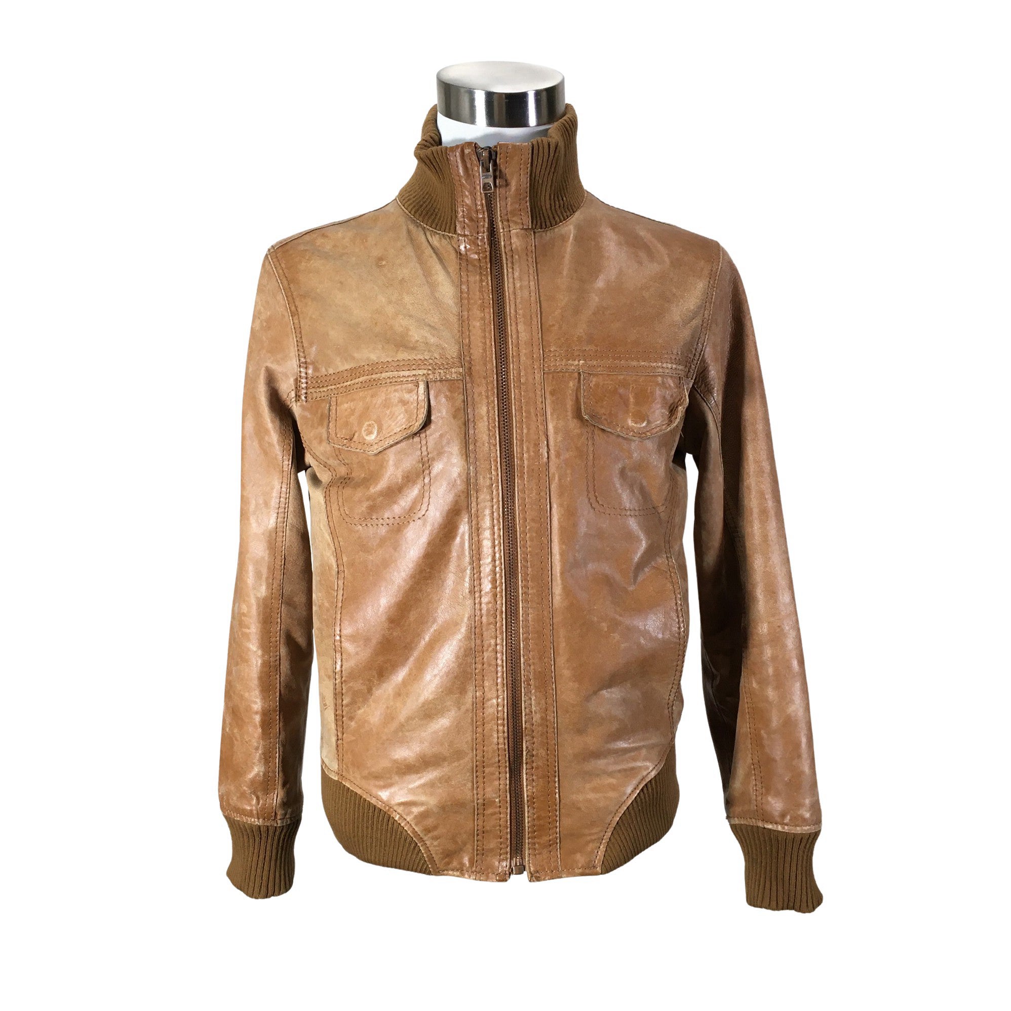 Men's Jack & Jones Leather jacket, size S (Brown) | Emmy