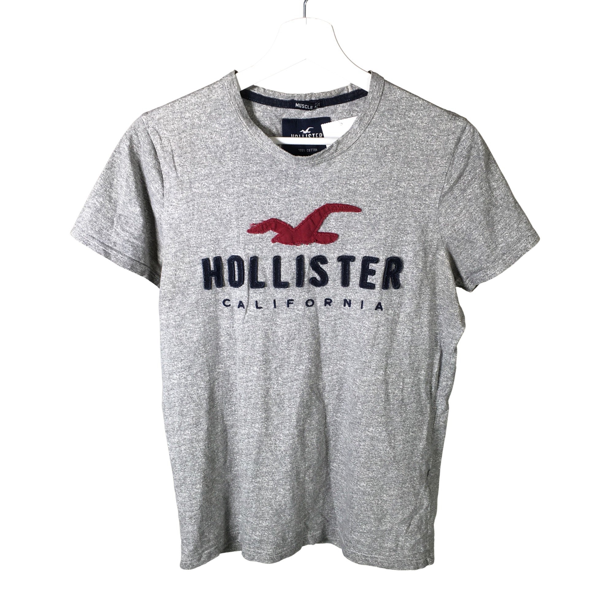 Hollister Women's T-Shirt S Grey Cotton with Polyester