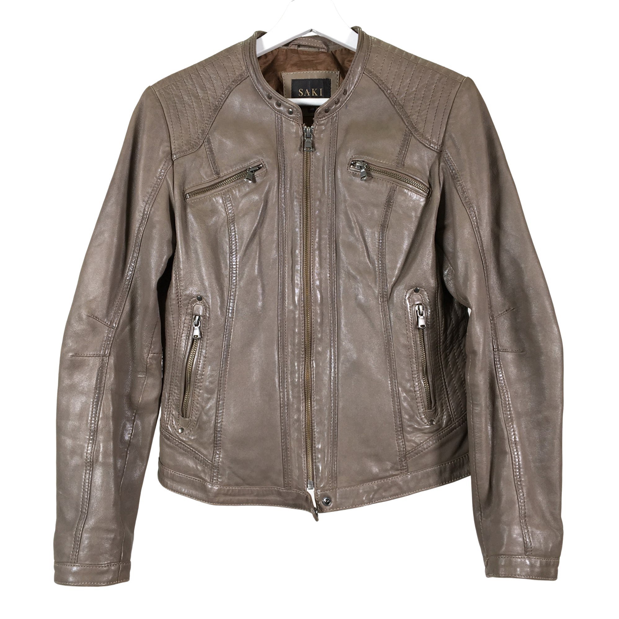 Saki Leather jacket, (Beige) | Emmy