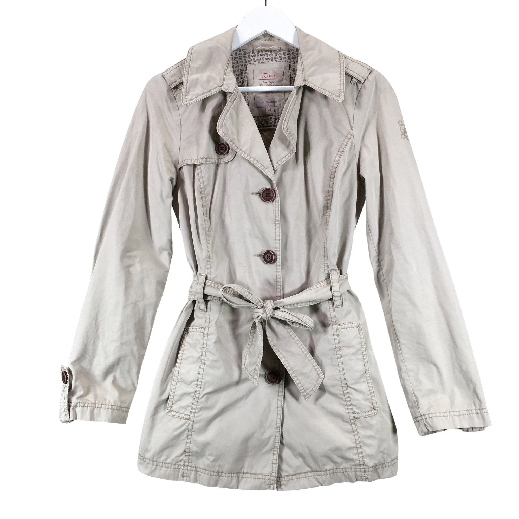 verschijnen Wordt erger acre Women's s.Oliver Trench coat, size 36 (Grey) | Emmy