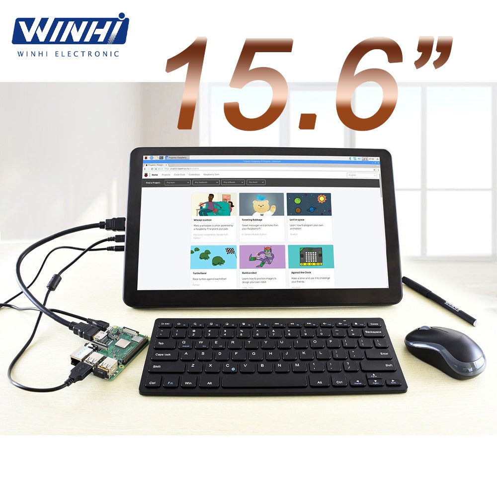 2K 15.6'' Monitor Ultra-Slim 1920*1080 IPS Portable Display USB HD- MI VGA Computer Gaming Screen For PC Mac Phone Android Ras