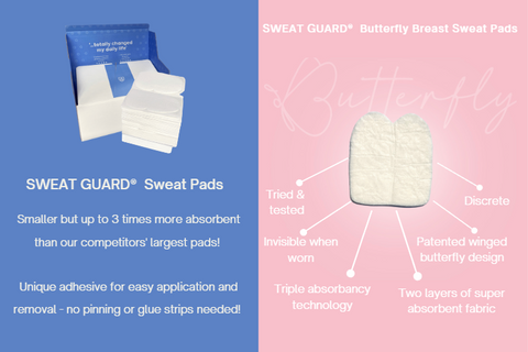 SWEAT GUARD®  Triple Absorbency Sweat Pads work for those of us who have an extreme armpit and breast sweat problem