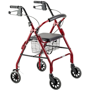 Days Seat Walker with Handbrakes and Curved Backrest, Red