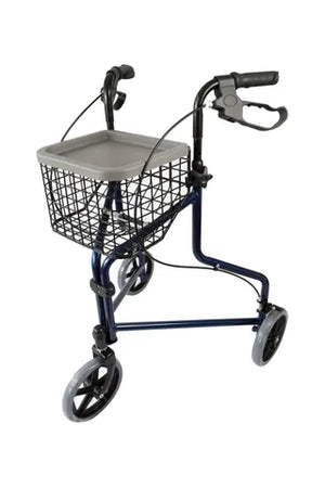 Peakcare Alum Blue tri-Wheel Walker with Bag, Basket and Tray
