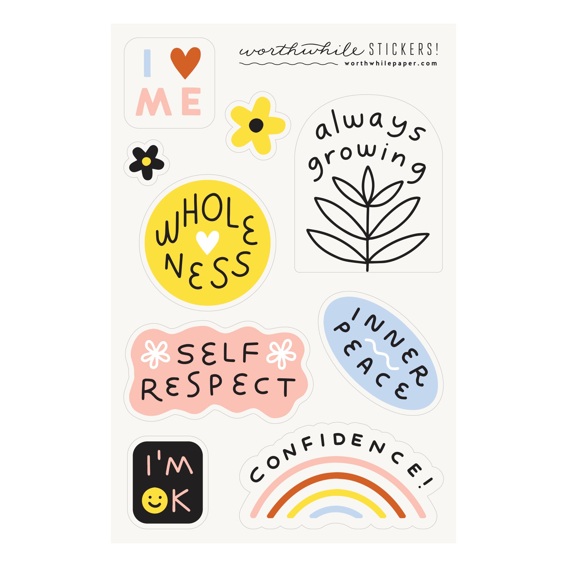 Self Love Sticker Sheet Set Worthwhile Paper