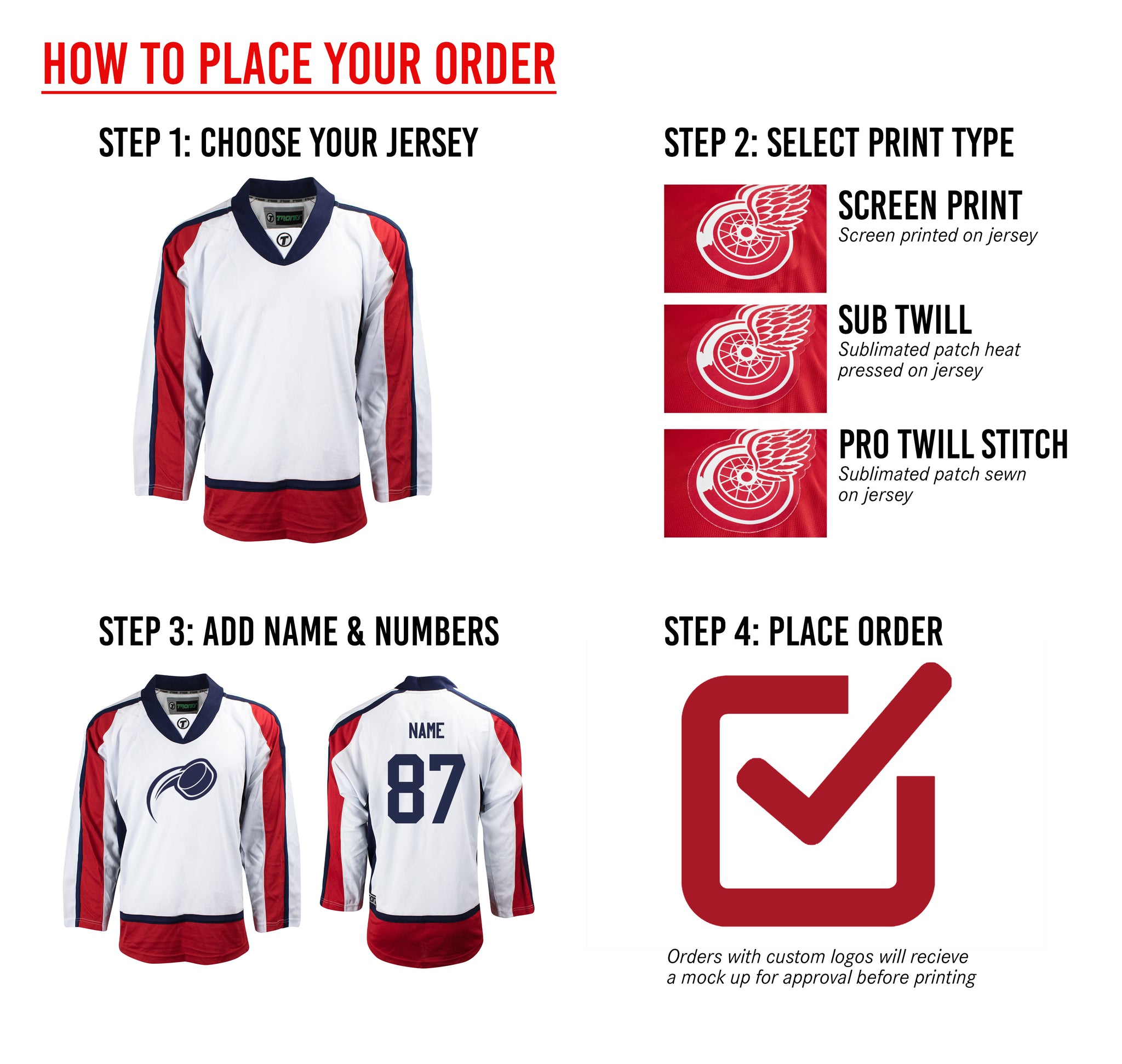 Custom Ice Hockey Sports Type Hockey Team Jersey with your logo